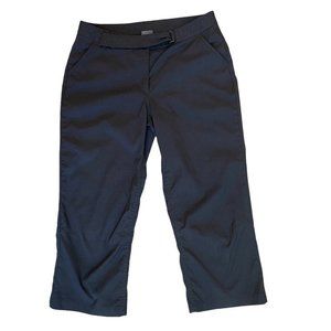 Mountain Equipment MEC Capri Belted Hiking Pants Women 8 Black Mid Stretch